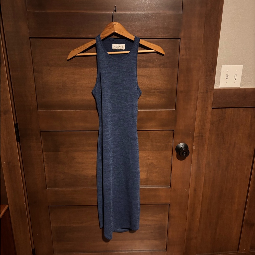 Abercrombie & Fitch Navy Ribbed Sleeveless Midi Dress